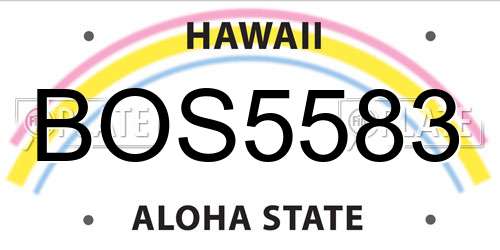 BOS5583 Hawaii License Plate