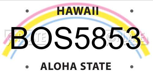 BOS5853 Hawaii License Plate