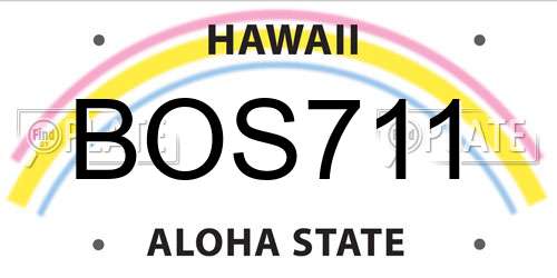 BOS711 Hawaii License Plate