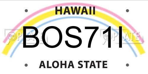BOS71I Hawaii License Plate