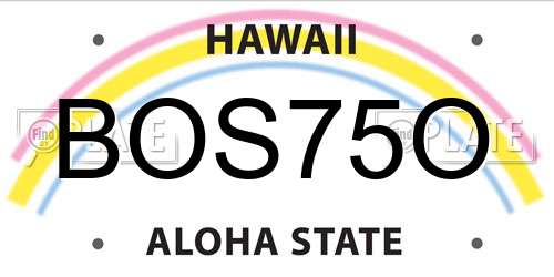 BOS75O Hawaii License Plate
