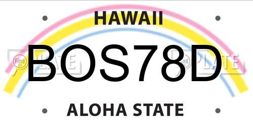 BOS78D Hawaii License Plate