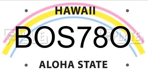 BOS78O Hawaii License Plate