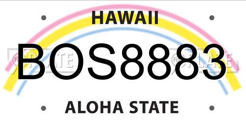 BOS8883 Hawaii License Plate