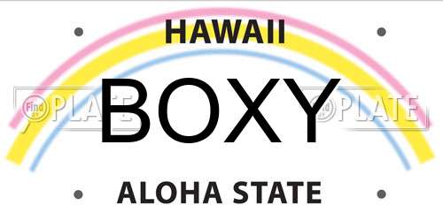 BOXY Hawaii License Plate