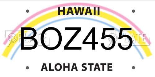 BOZ455 Hawaii License Plate