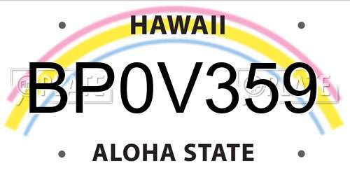 BP0V359 Hawaii License Plate