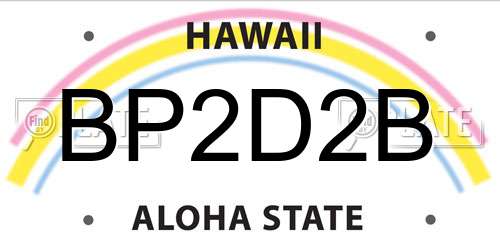 BP2D2B Hawaii License Plate