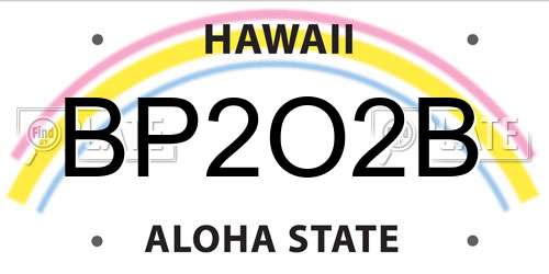 BP2O2B Hawaii License Plate
