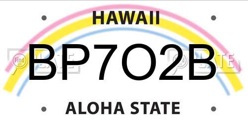 BP7O2B Hawaii License Plate