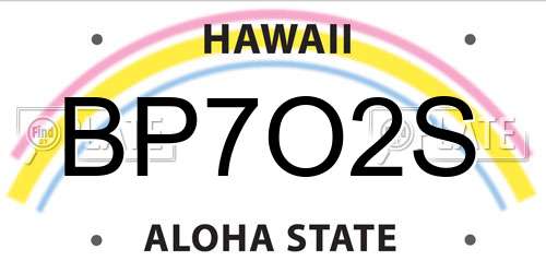BP7O2S Hawaii License Plate
