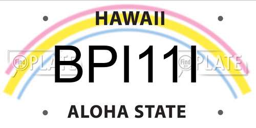 BPI11I Hawaii License Plate