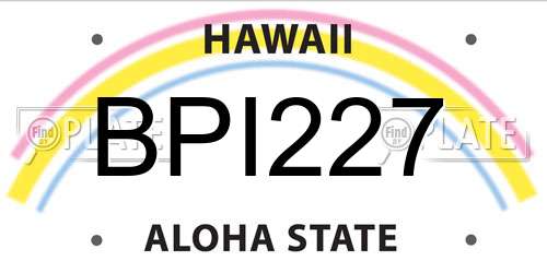 BPI227 Hawaii License Plate