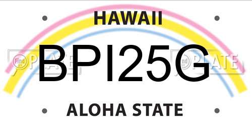 BPI25G Hawaii License Plate