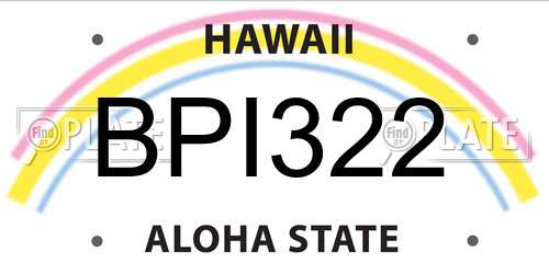 BPI322 Hawaii License Plate