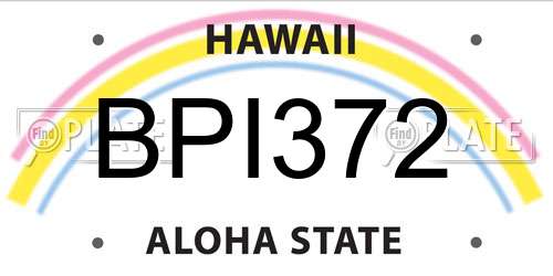 BPI372 Hawaii License Plate