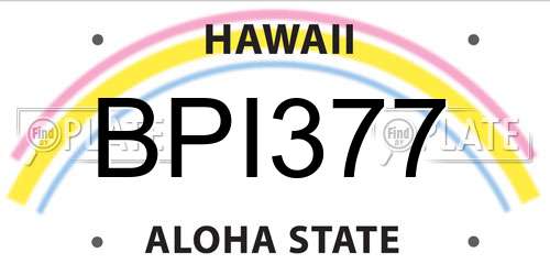 BPI377 Hawaii License Plate