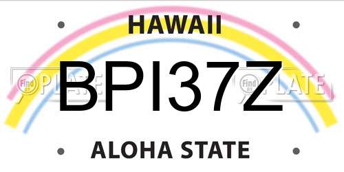 BPI37Z Hawaii License Plate