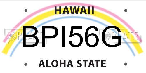 BPI56G Hawaii License Plate