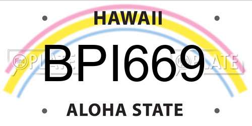 BPI669 Hawaii License Plate