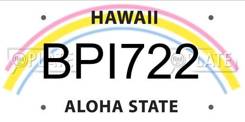 BPI722 Hawaii License Plate