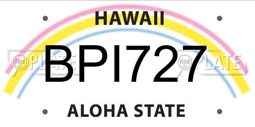 BPI727 Hawaii License Plate