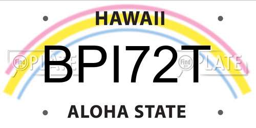 BPI72T Hawaii License Plate
