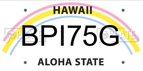 BPI75G Hawaii License Plate