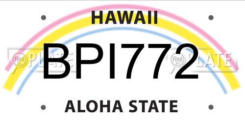 BPI772 Hawaii License Plate