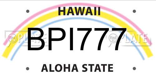 BPI777 Hawaii License Plate