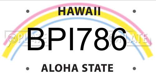 BPI786 Hawaii License Plate