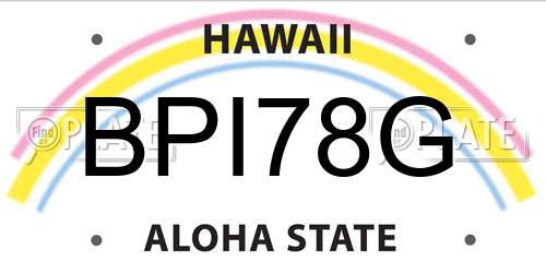 BPI78G Hawaii License Plate