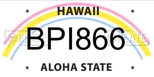 BPI866 Hawaii License Plate
