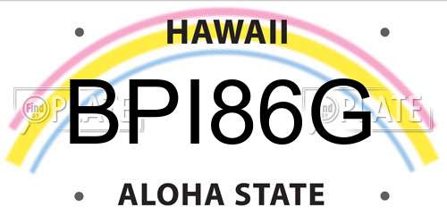 BPI86G Hawaii License Plate