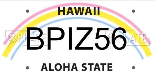 BPIZ56 Hawaii License Plate