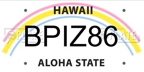 BPIZ86 Hawaii License Plate
