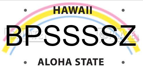 BPSSSSZ Hawaii License Plate