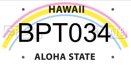 BPT034 Hawaii License Plate