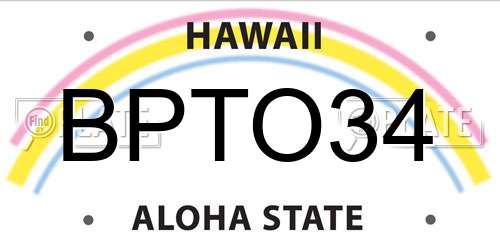 BPTO34 Hawaii License Plate