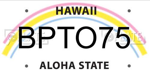 BPTO75 Hawaii License Plate