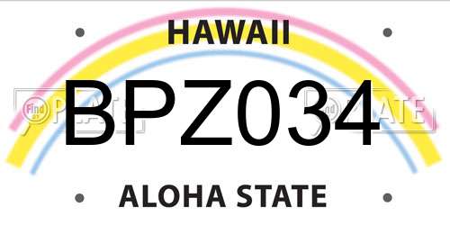 BPZ034 Hawaii License Plate