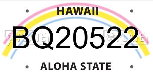BQ20522 Hawaii License Plate