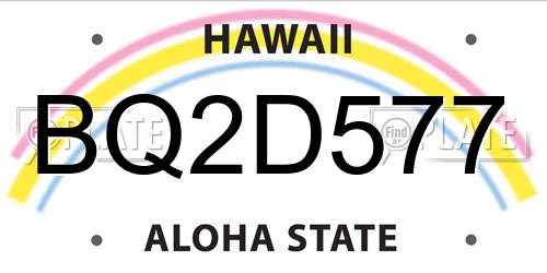 BQ2D577 Hawaii License Plate