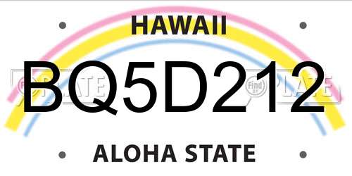 BQ5D212 Hawaii License Plate