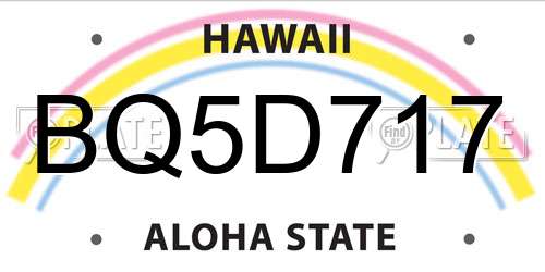 BQ5D717 Hawaii License Plate