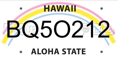BQ5O212 Hawaii License Plate
