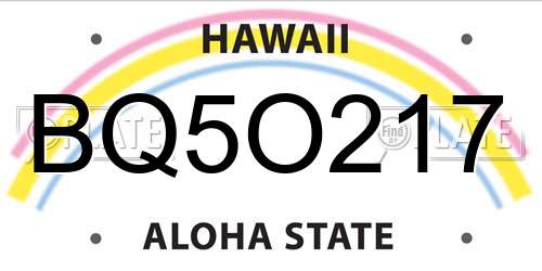 BQ5O217 Hawaii License Plate