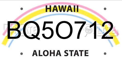 BQ5O712 Hawaii License Plate