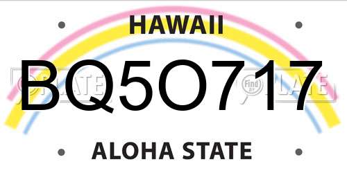 BQ5O717 Hawaii License Plate