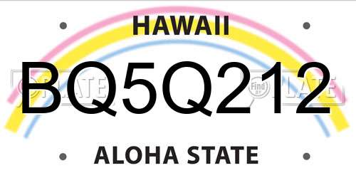BQ5Q212 Hawaii License Plate